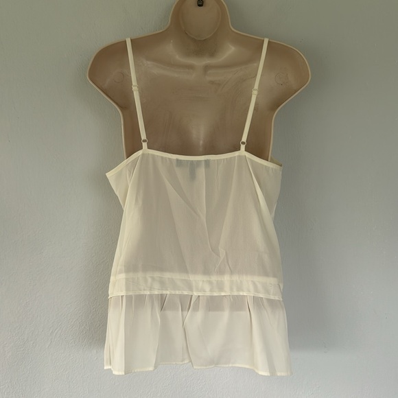 Jessica Simpson white semi sheer spaghetti strap pleated front tank top medium - Picture 10 of 12